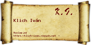 Klich Iván névjegykártya